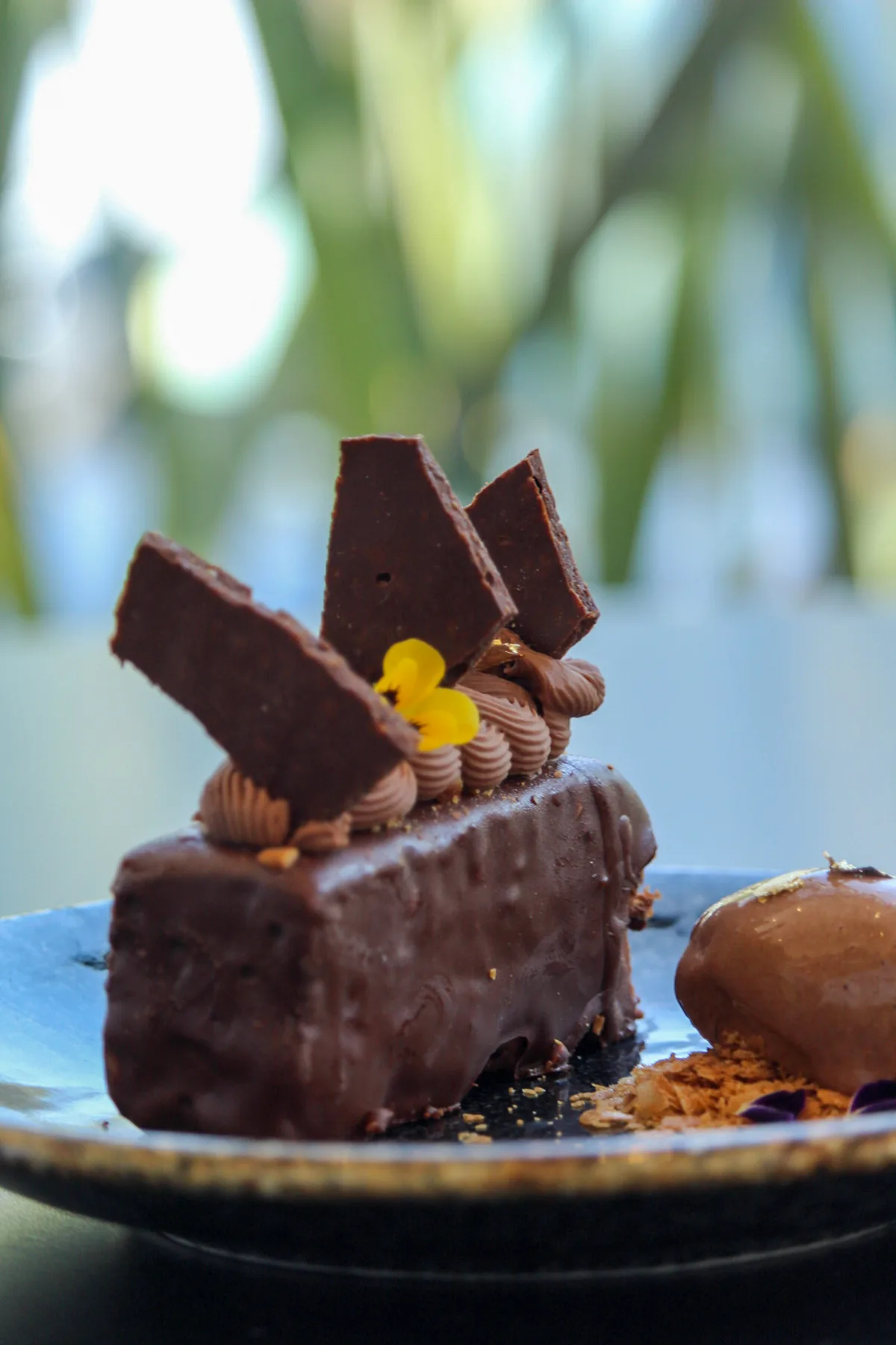 Rebanada de pastel de chocolate de la casa